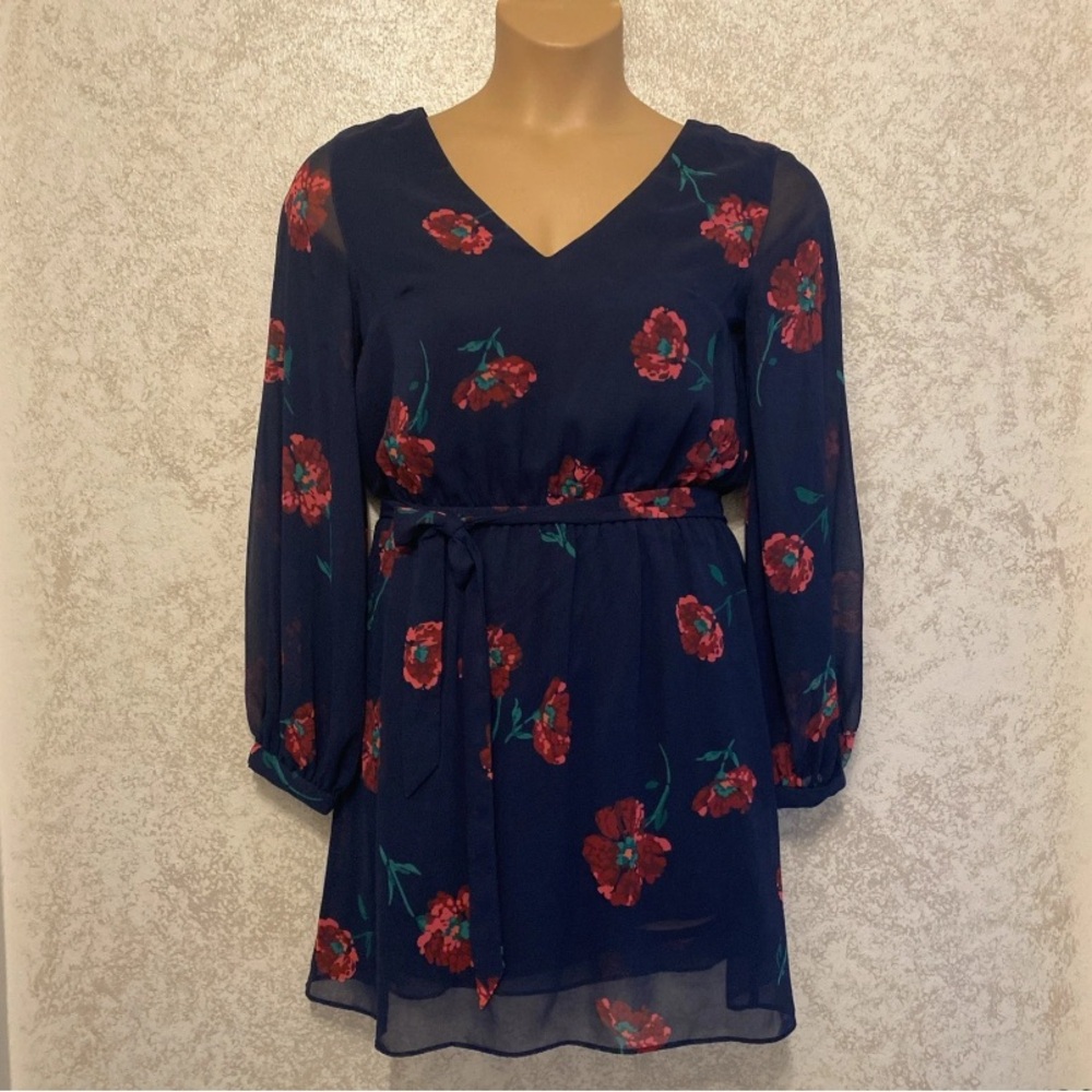 Express Navy Floral Midi Dress